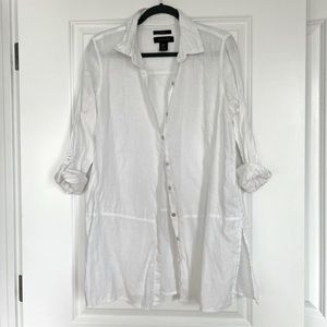 Tahari linen white shirt